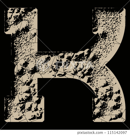 Decorative rough letter on black background. Grunge vector font. 115142097