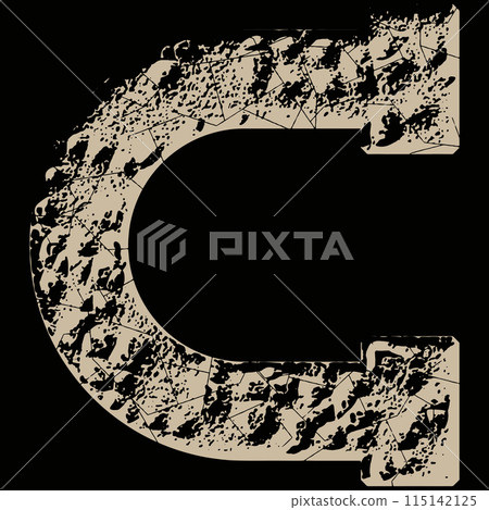 Decorative rough letter on black background. Grunge vector font. Decorative rough letter on black background. Grunge vector font. 115142125