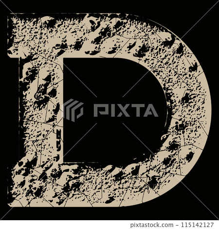 Decorative rough letter on black background. Grunge vector font. Decorative rough letter on black background. Grunge vector font. 115142127