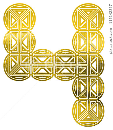 Arabesque style golden number. Art font. 3D rendered illustration. Arabesque style golden number. Art font. 3D rendered illustration. 115142237
