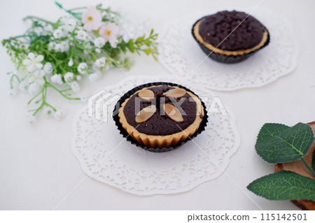 delicious little chocolate cookies as a background 115142501