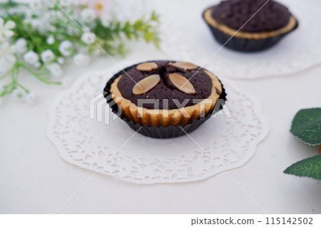 delicious little chocolate cookies as a background 115142502