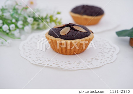 delicious little chocolate cookies as a background 115142520