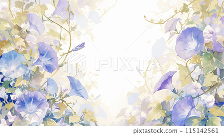 Watercolor purple morning glory and beautiful flowers background 115142561