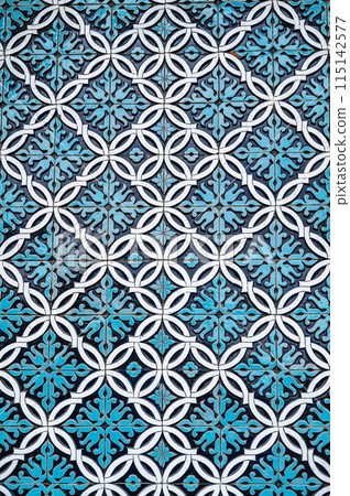 tile mosaic with oriental Arabic Uzbek pattern decorated with floral ornament 115142577