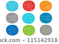 A set of weather icons that look like they were drawn with crayons 115142918
