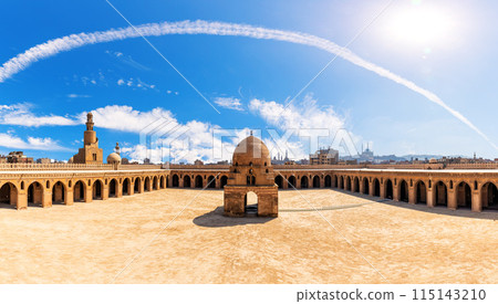 The Mosque of Ibn Tulun aerial panorama, famous landmark of Cairo, Egypt The Mosque of Ibn Tulun aerial panorama, famous landmark of Cairo, Egypt 115143210