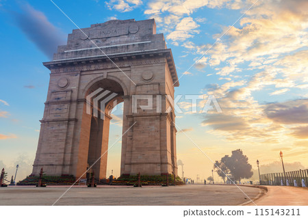 India Gate at sunrise side view, Rajpath, New Dehli, India India Gate at sunrise side view, Rajpath, New Dehli, India 115143211