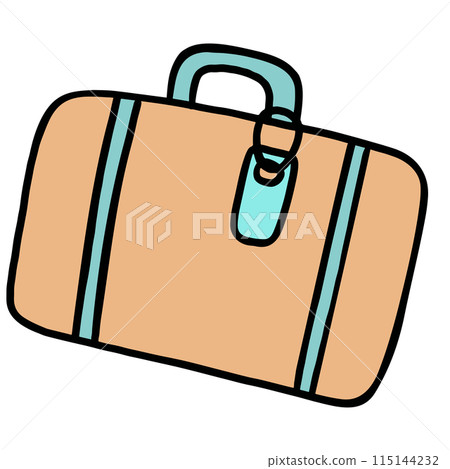 Hand drawn luggage bag for travel, trip, vacation, holiday, journey, transportation, sticker, decoration, workplace, office, school, fashion, accessory, decoration, print, card, logo, icon, post card Hand drawn luggage bag for travel, trip, vacation, holiday, journey, transportation, sticker, decoration, workplace, office, school, fashion, accessory, decoration, print, card, logo, icon, post card 115144232