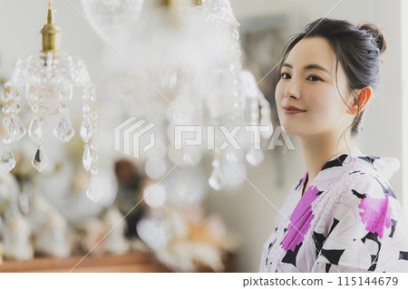 A woman in a yukata A woman in a yukata 115144679