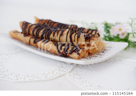 delicious chocolate flavored banana rolls delicious chocolate flavored banana rolls 115145164