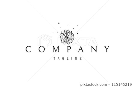 Vector logo with an abstract image of a brain in a linear style in the shape of petals. 115145219