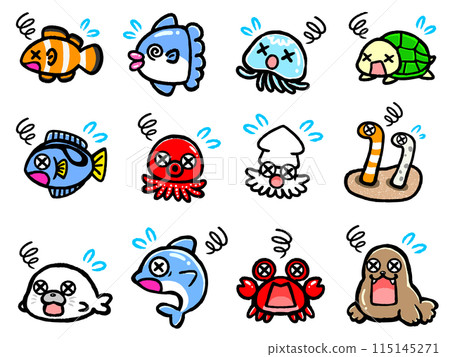 弱小的水族生物圖示插畫素材集 弱小的水族生物圖示插畫素材集 115145271