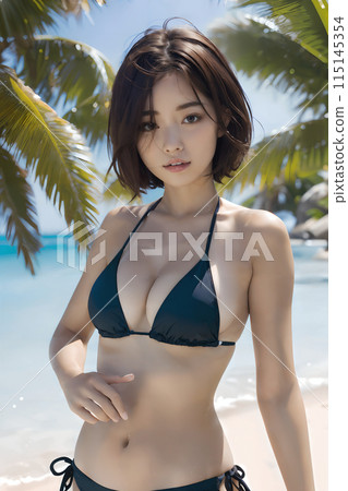 海灘上穿比基尼的女人 [AI 生成圖像] 115145354