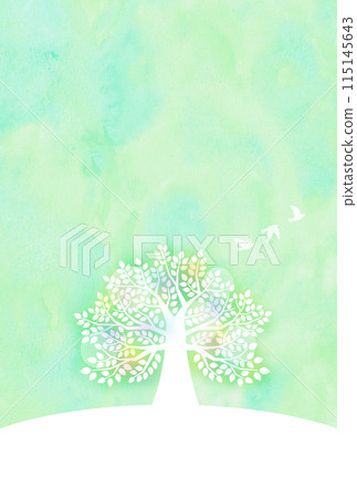 Watercolor style: Flapping birds and a fantastic large tree Watercolor style: Flapping birds and a fantastic large tree 115145643