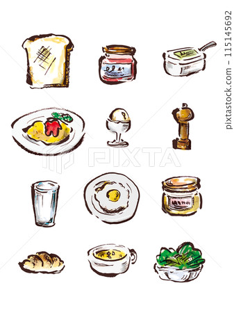 時尚早餐菜單手寫插圖 115145692