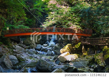 The beautiful Mitsutaki waterfalls at Gandate Park in Kosaka, Gero City, Gifu Prefecture The beautiful Mitsutaki waterfalls at Gandate Park in Kosaka, Gero City, Gifu Prefecture 115146112