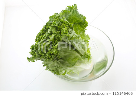 玻璃碗裡的綠葉生菜 115146466