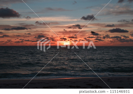 Sunset Sky Over The Sea, Beautiful Cloudscape, Dramatic Landscape, Seascape 115146931