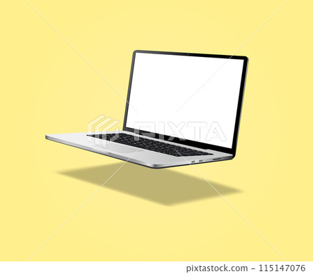 Laptop computer with blank screen isolated on yellow background Laptop computer with blank screen isolated on yellow background 115147076