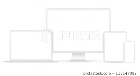 Set white mockup technology devices with white empty display 115147082