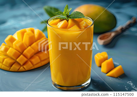 Lassi, mango refreshing drink, indian traditional cocktail 115147500