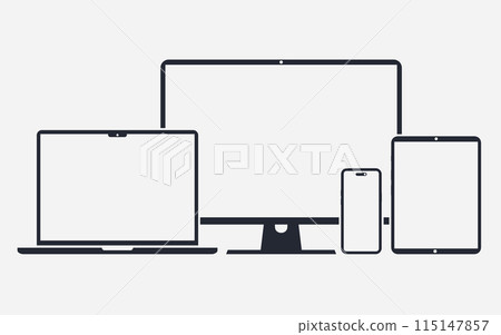 Responsive design computer, laptop, tablet and smartphone screen icon 115147857