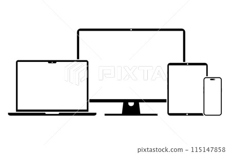 Device icons - desktop computer, laptop, smart phone and tablet 115147858