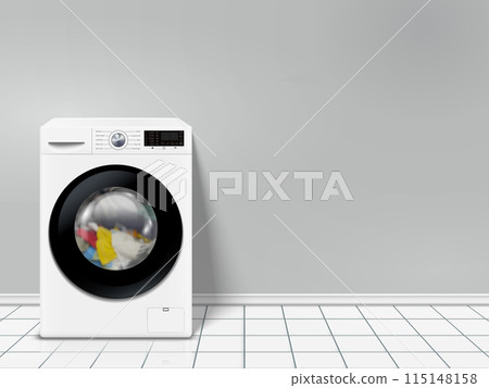 Modern washing machine in empty laundry room 115148158