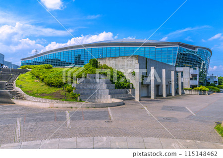 Yokohama cityscape in Japan, overlooking the Yokohama International Pool and other areas 115148462
