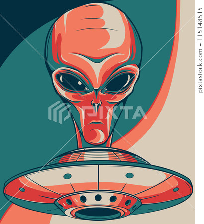 Alien head ufo vector illustration design art Alien head ufo vector illustration design art 115148515