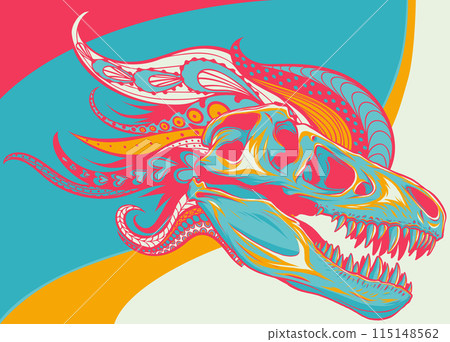 vector illustration of dinosaur skull with mandala ornaments vector illustration of dinosaur skull with mandala ornaments 115148562