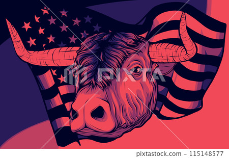 vector Cow on a background of flag of the United States of America vector Cow on a background of flag of the United States of America 115148577
