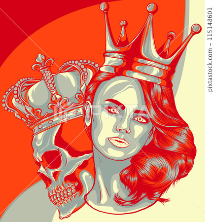 vector illustration of queen with king skull 115148601