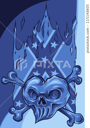 Human skull with Confederation flag isolated on white background Human skull with Confederation flag isolated on white background 115148605