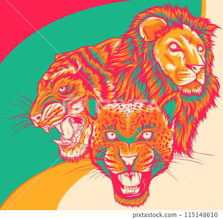 vector illustration of feline head on white background 115148610