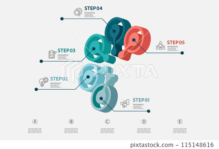 infographics isometric 5 steps for report presentation template background infographics isometric 5 steps for report presentation template background 115148616