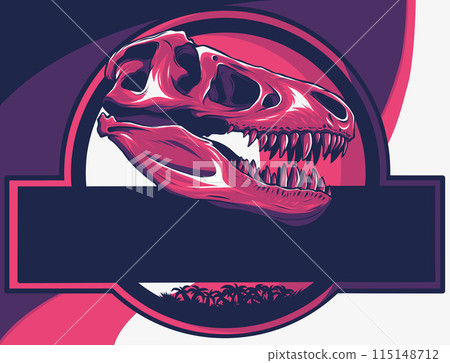vector illustration of skull dinosaur t-rex in logo 115148712