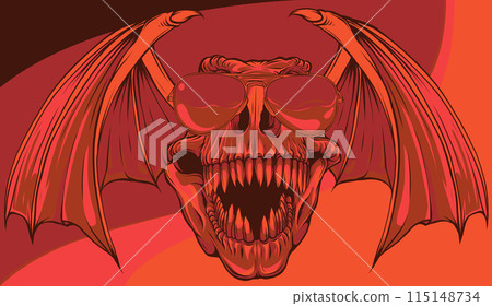 t-rex dinosaur skull with bat wings and sunglasses 115148734