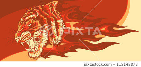 vector illustration of tiger head with flames 115148878