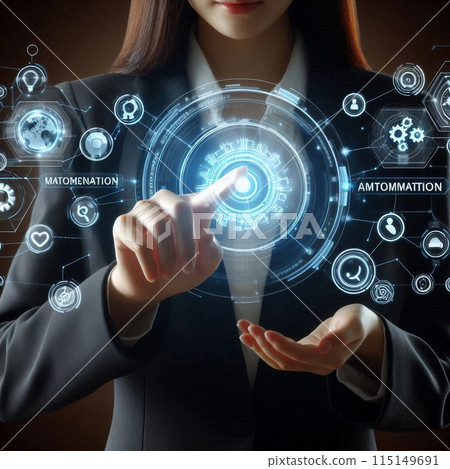 Marketing automation concept, businessman touching marketing automation on virtual screen Marketing automation concept, businessman touching marketing automation on virtual screen 115149691