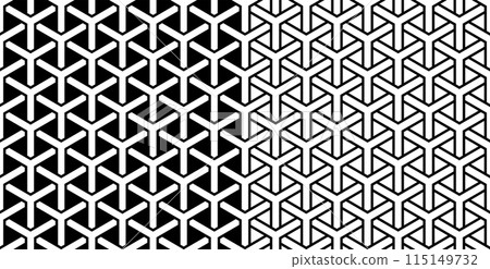 Seamless Geometric Black and White Patterns Set. 115149732