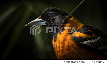 Northern Oriole bird with forest background. Generative AI 115149857