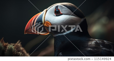 Atlantic puffin bird closeup. Generative AI 115149924