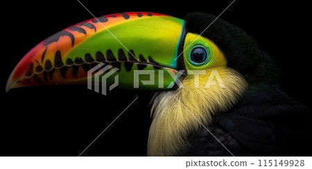 Keel-billed Toucan portrait in nature. Generative AI 115149928