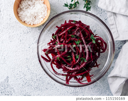 Raw beetroot noodles or beet spaghetti salad 115150169
