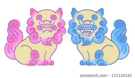 沖繩 Shisa 色彩繽紛、可愛的插圖 沖繩 Shisa 色彩繽紛、可愛的插圖 115150185