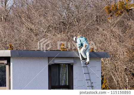 Inspection work of residential flat roof 115150893