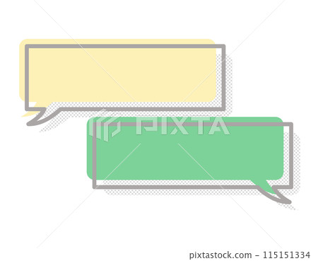 Illustration material: Dot pattern, thick frame, horizontal, speech bubble, yellow/green Illustration material: Dot pattern, thick frame, horizontal, speech bubble, yellow/green 115151334