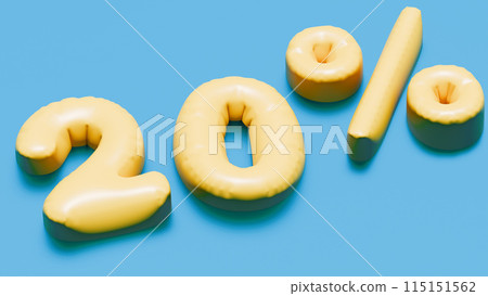 Summer sale banner. Discount numbers soar in the sky. 3d render. 115151562